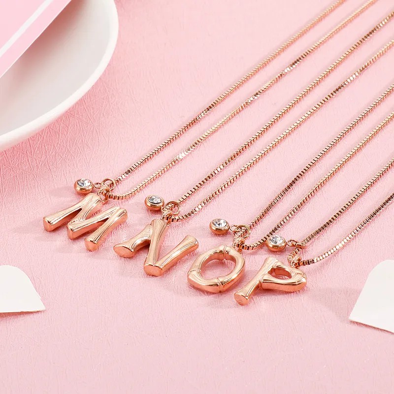 Simple Style Letter Titanium Steel Patchwork Pendant Necklace_colorza_2