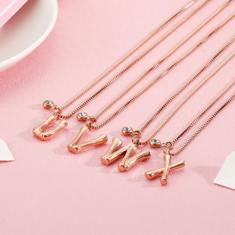 Simple Style Letter Titanium Steel Patchwork Pendant Necklace_colorza_3