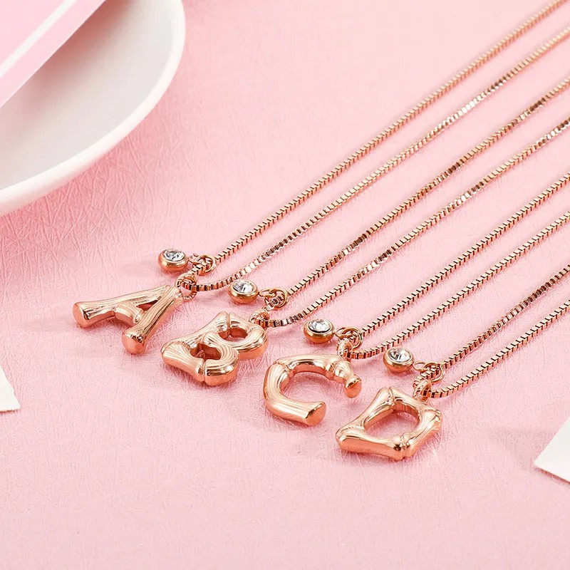 Simple Style Letter Titanium Steel Patchwork Pendant Necklace_colorza_5