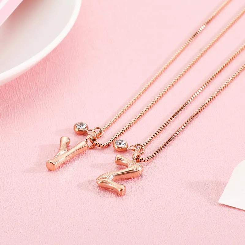 Simple Style Letter Titanium Steel Patchwork Pendant Necklace_colorza_6