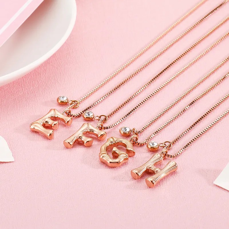 Simple Style Letter Titanium Steel Patchwork Pendant Necklace_colorza_7