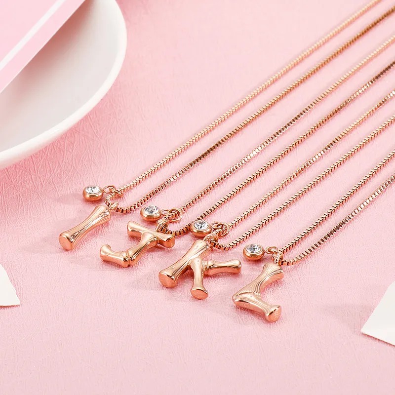 Simple Style Letter Titanium Steel Patchwork Pendant Necklace_colorza_9