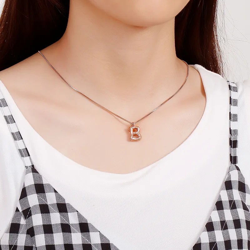 Simple Style Letter Titanium Steel Patchwork Pendant Necklace_colorza_11
