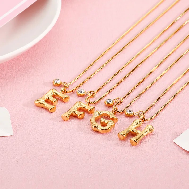Simple Style Commute Letter Titanium Steel Patchwork Necklace_colorza_3