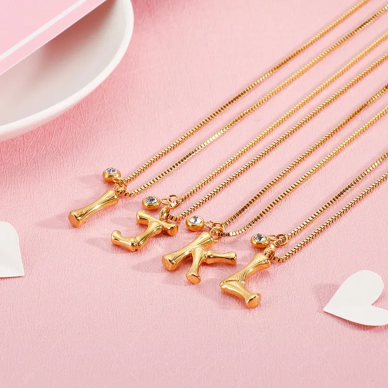 Simple Style Commute Letter Titanium Steel Patchwork Necklace_colorza_4