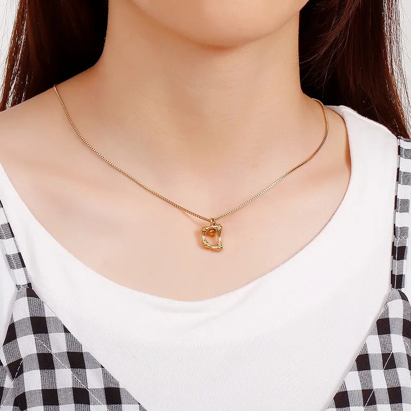 Simple Style Commute Letter Titanium Steel Patchwork Necklace_colorza_7