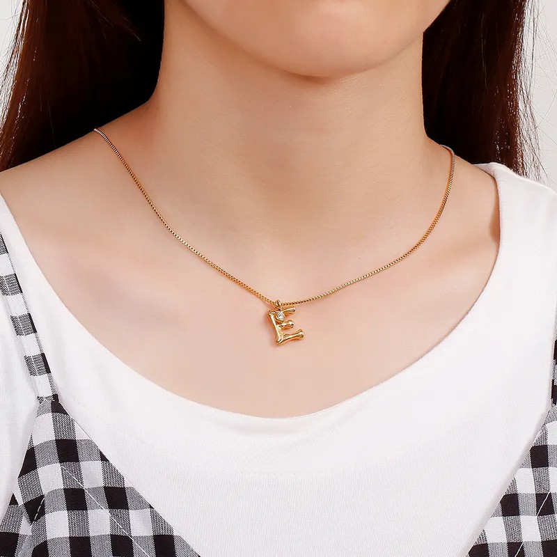 Simple Style Commute Letter Titanium Steel Patchwork Necklace_colorza_8