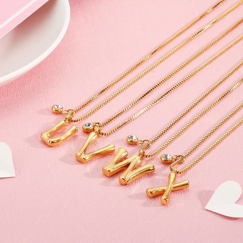 Simple Style Commute Letter Titanium Steel Patchwork Necklace_colorza_9