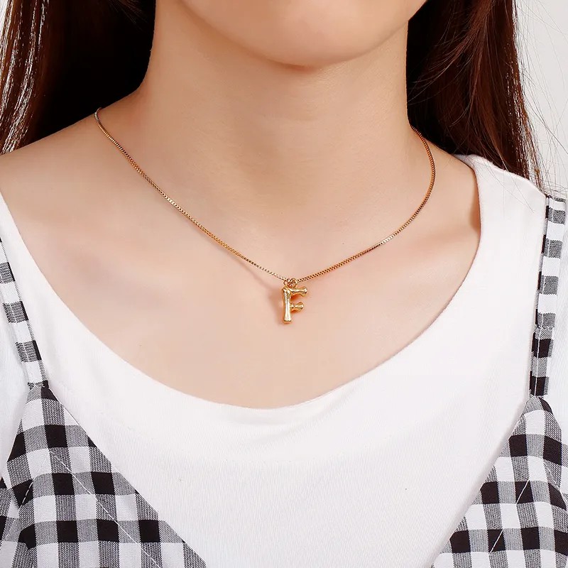 Simple Style Commute Letter Titanium Steel Patchwork Necklace_colorza_10