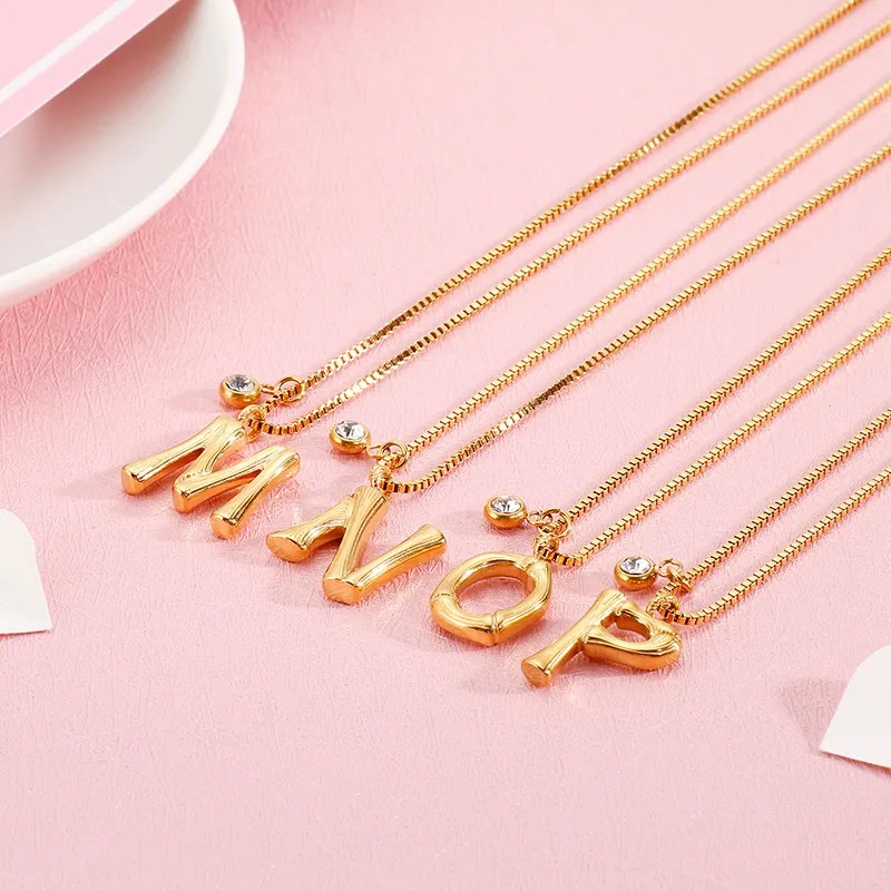 Simple Style Commute Letter Titanium Steel Patchwork Necklace_colorza_11