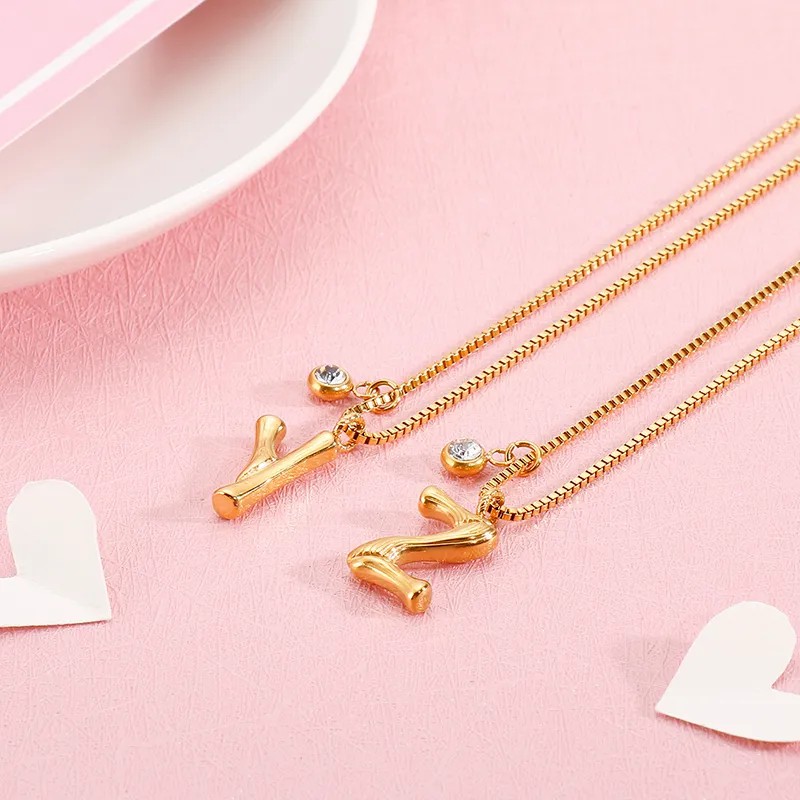 Simple Style Commute Letter Titanium Steel Patchwork Necklace_colorza_12