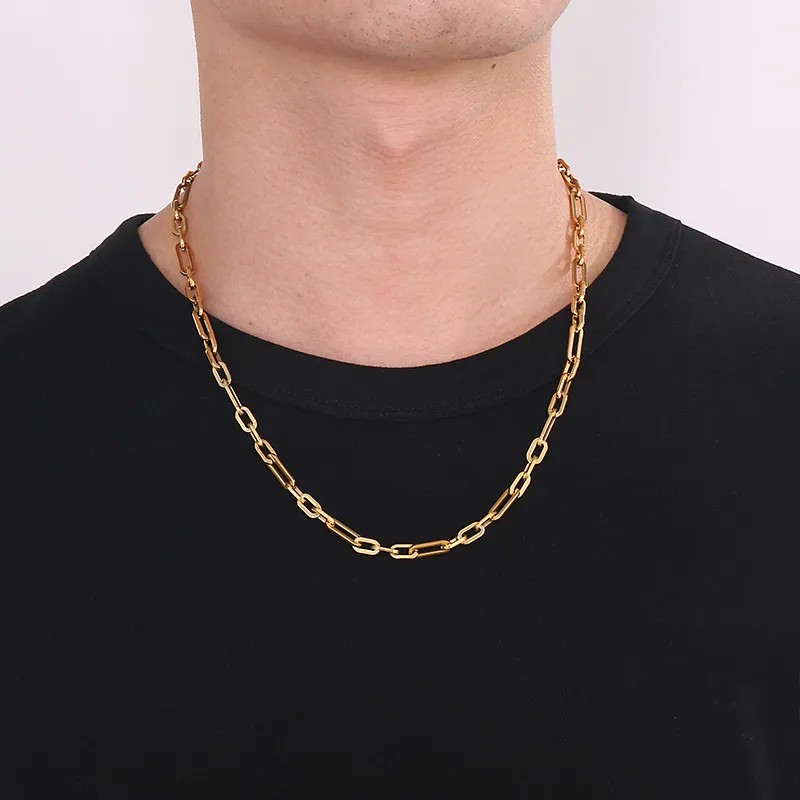 Hip-Hop Rock Solid Color Stainless Steel Patchwork Necklace_colorza_1