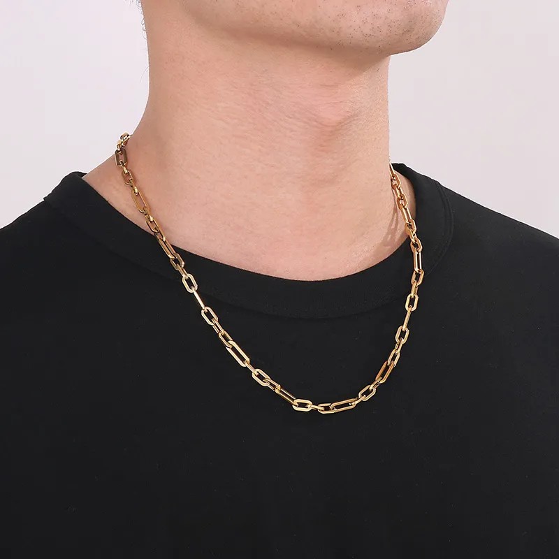 Hip-Hop Rock Solid Color Stainless Steel Patchwork Necklace_colorza_2