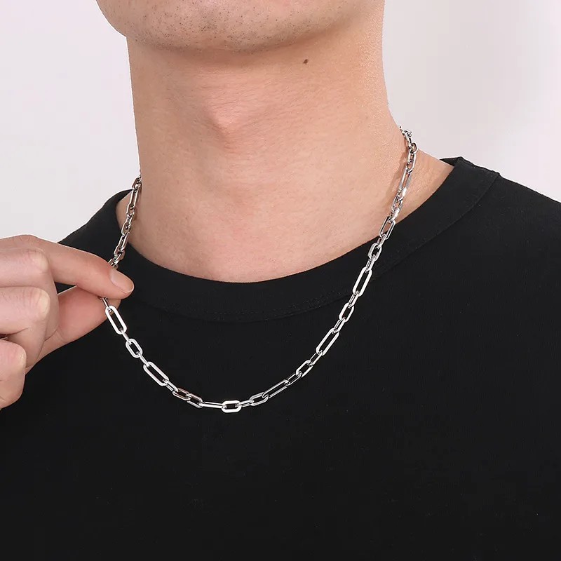 Hip-Hop Rock Solid Color Stainless Steel Patchwork Necklace_colorza_8