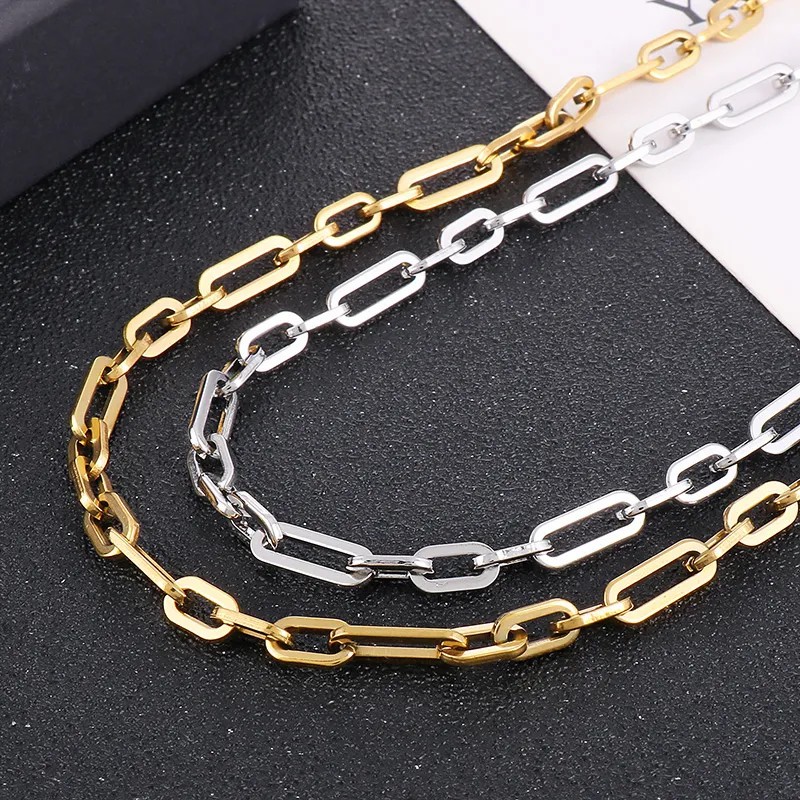 Hip-Hop Rock Solid Color Stainless Steel Patchwork Necklace_colorza_10