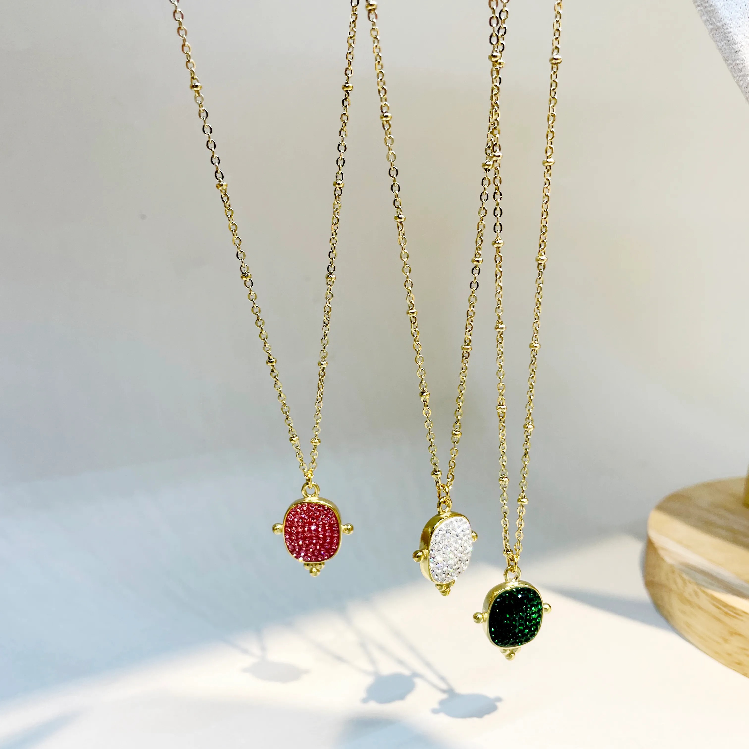Casual Tortoise Stainless Steel Polishing Plating Inlay Zircon Gold Plated Pendant Necklace_colorza_2