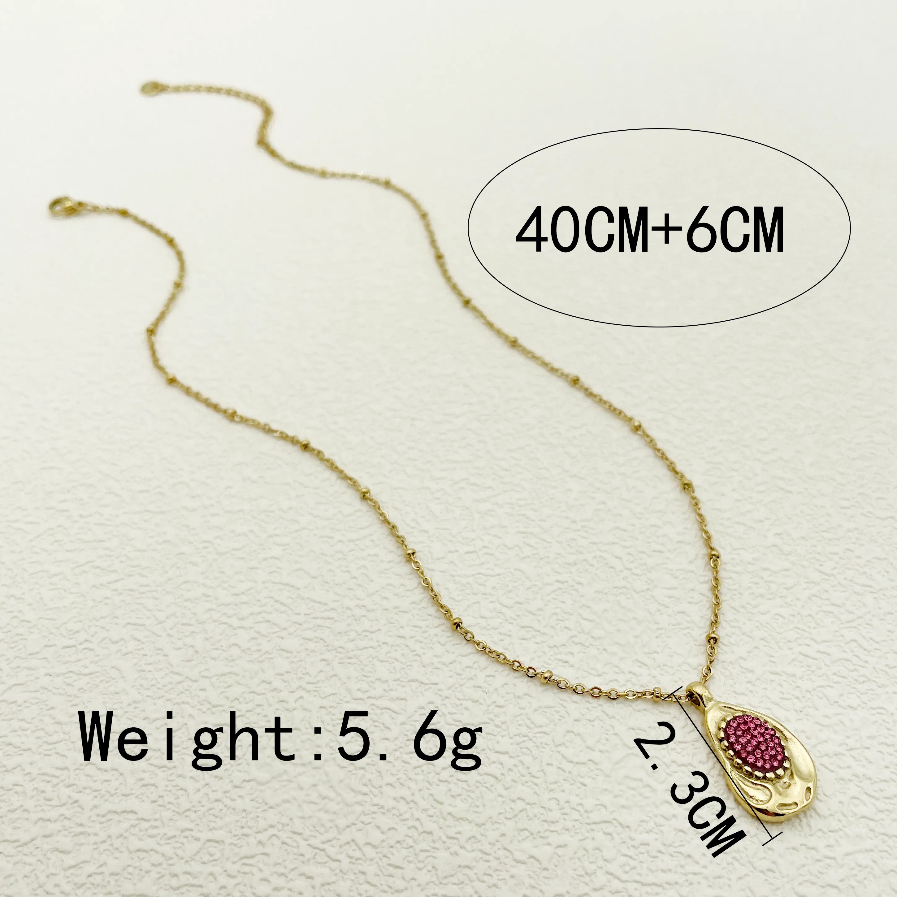 Elegant Irregular Stainless Steel Polishing Plating Inlay Zircon Gold Plated Pendant Necklace_colorza_3