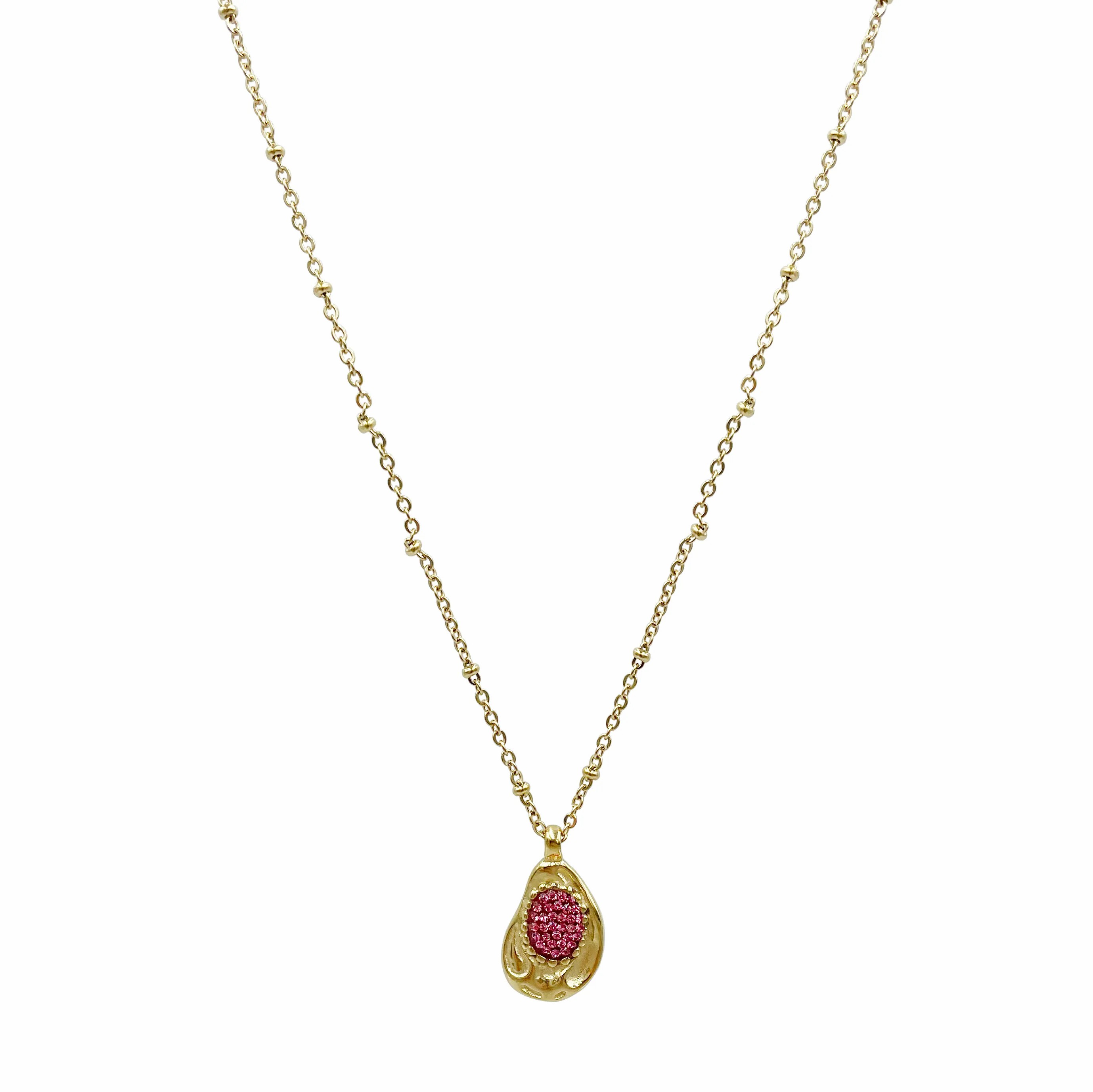 Elegant Irregular Stainless Steel Polishing Plating Inlay Zircon Gold Plated Pendant Necklace_colorza_4