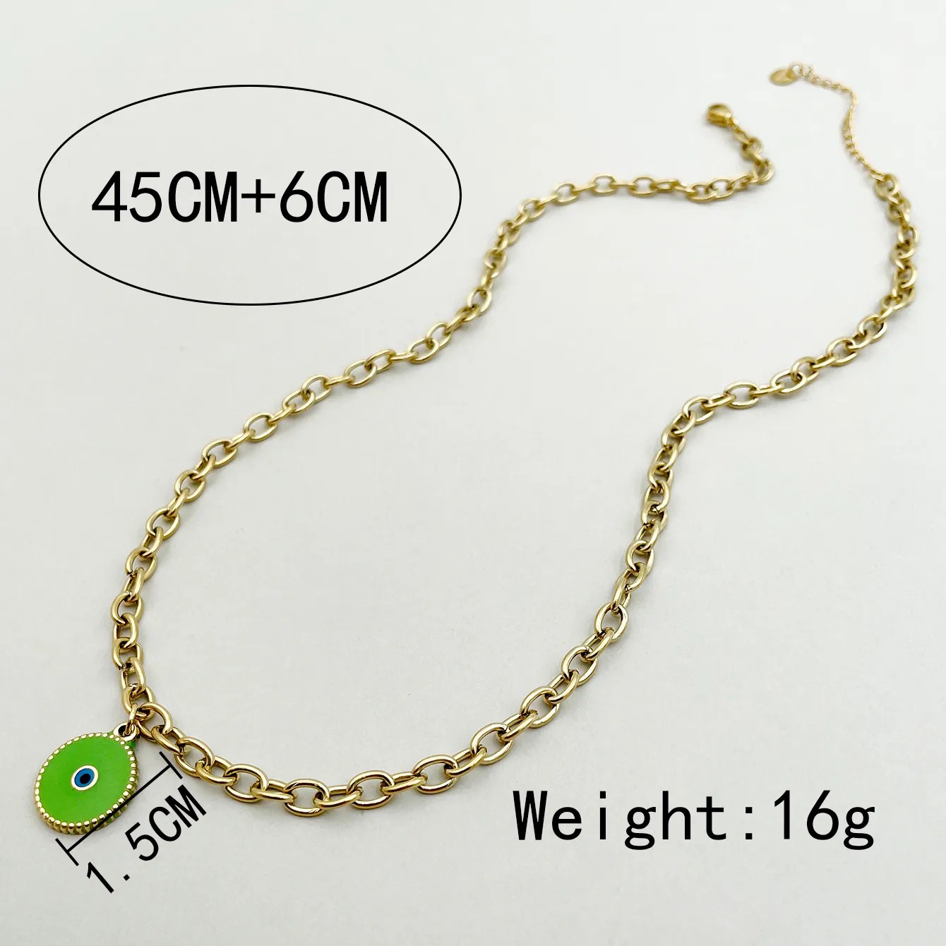 Casual Modern Style Round Eye Stainless Steel Polishing Enamel Plating Gold Plated Pendant Necklace_colorza_3