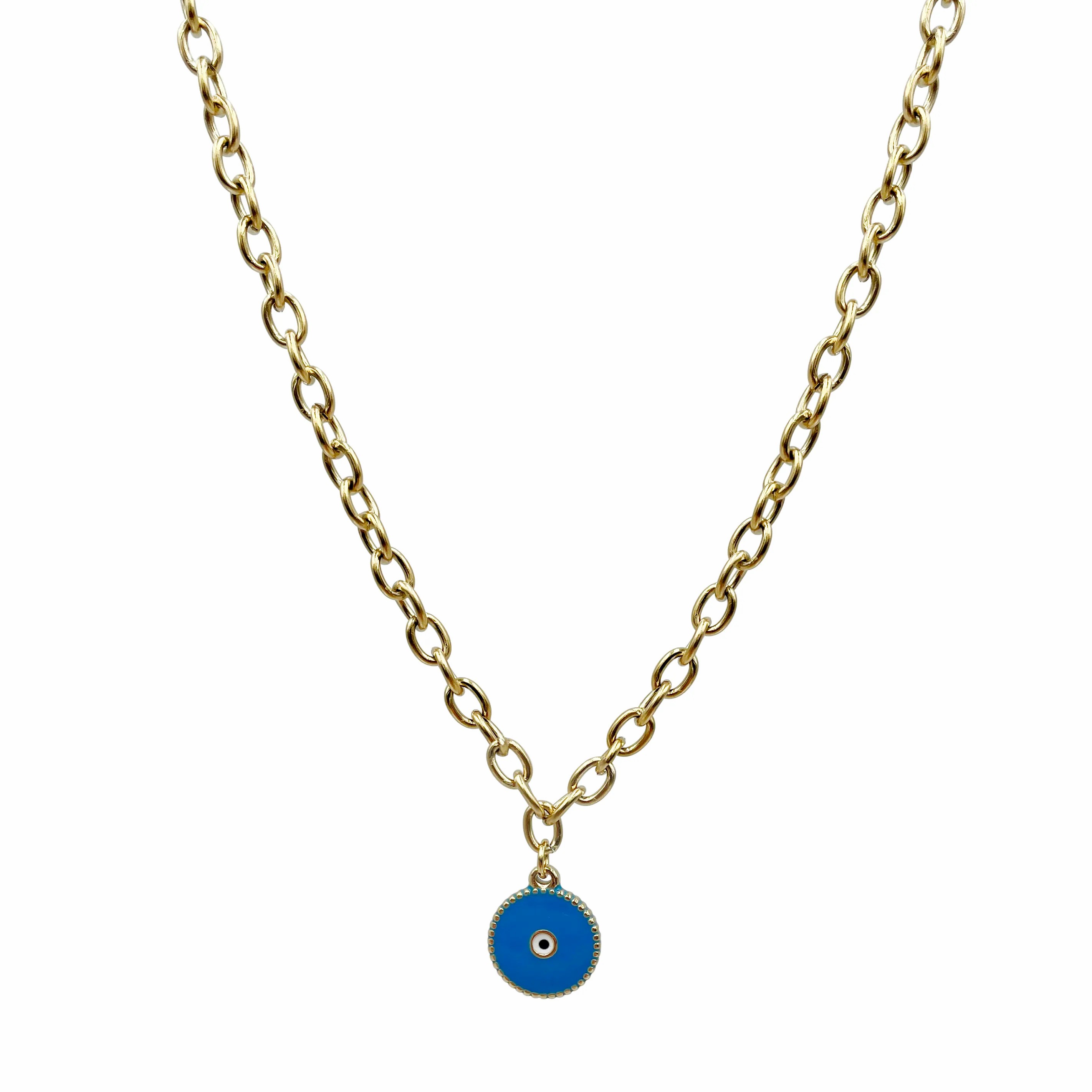 Casual Modern Style Round Eye Stainless Steel Polishing Enamel Plating Gold Plated Pendant Necklace_colorza_4