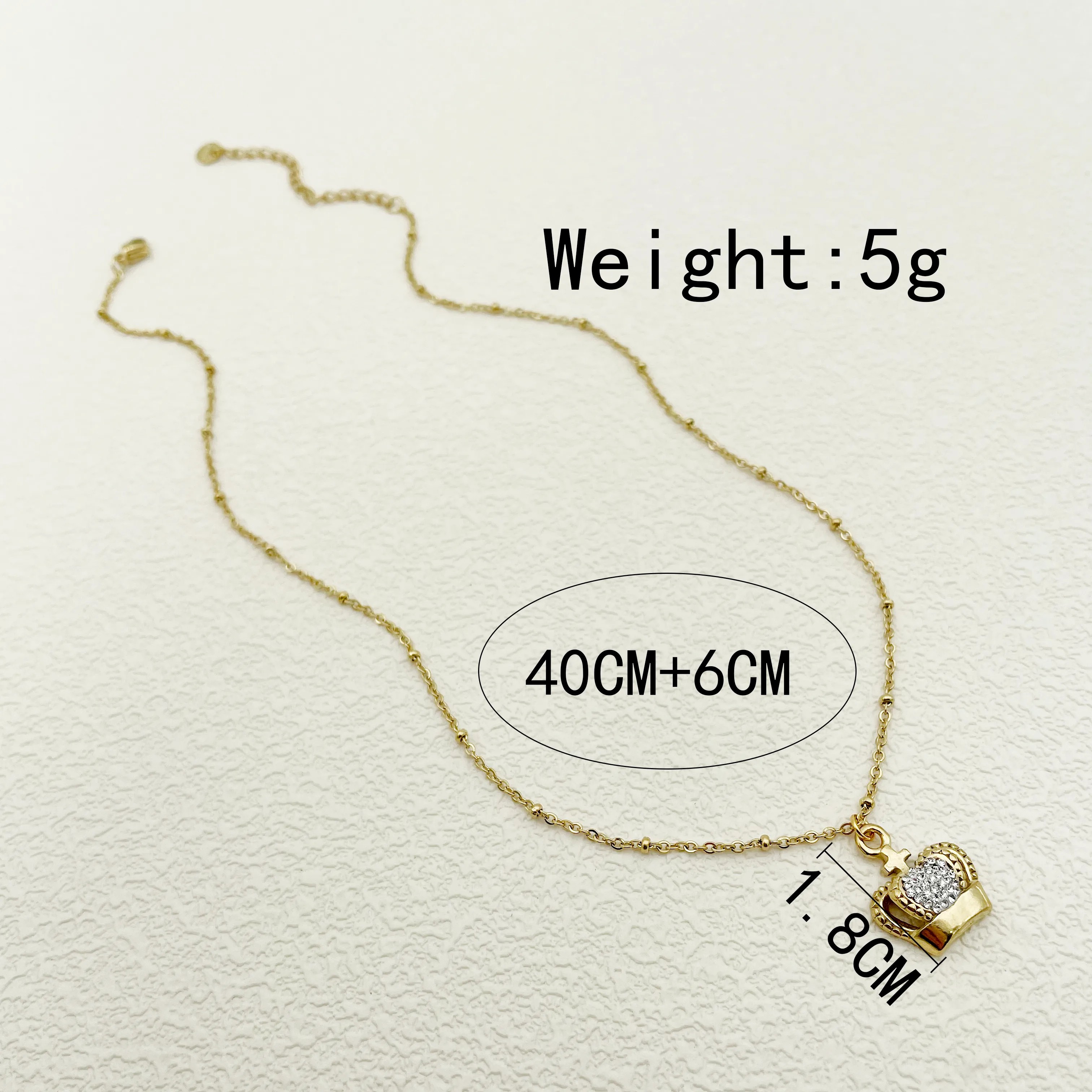 Elegant Shiny Crown Stainless Steel Polishing Plating Inlay Zircon Gold Plated Pendant Necklace_colorza_3