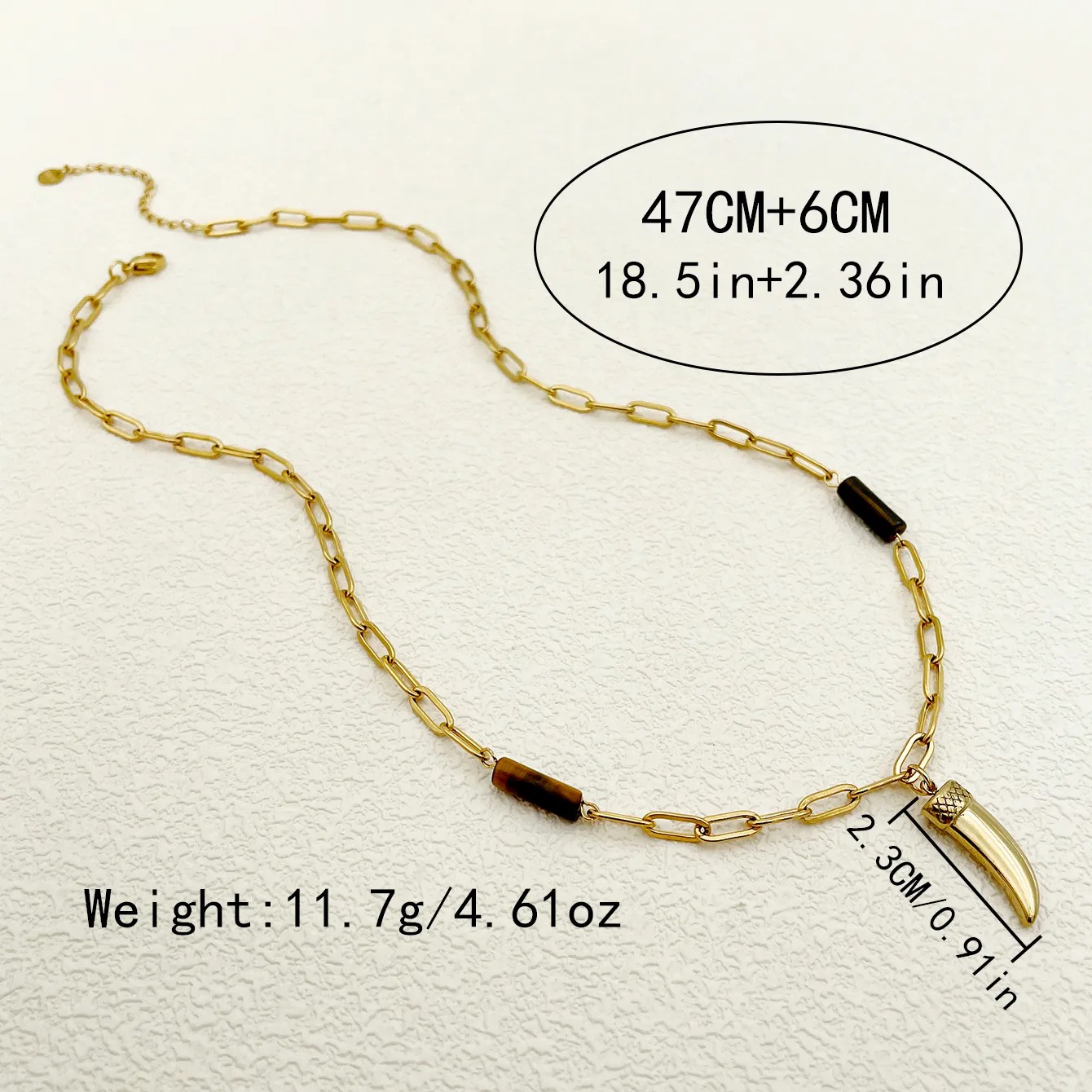Retro Simple Style Ivory Stainless Steel Natural Stone Polishing Plating Gold Plated Pendant Necklace_colorza_3