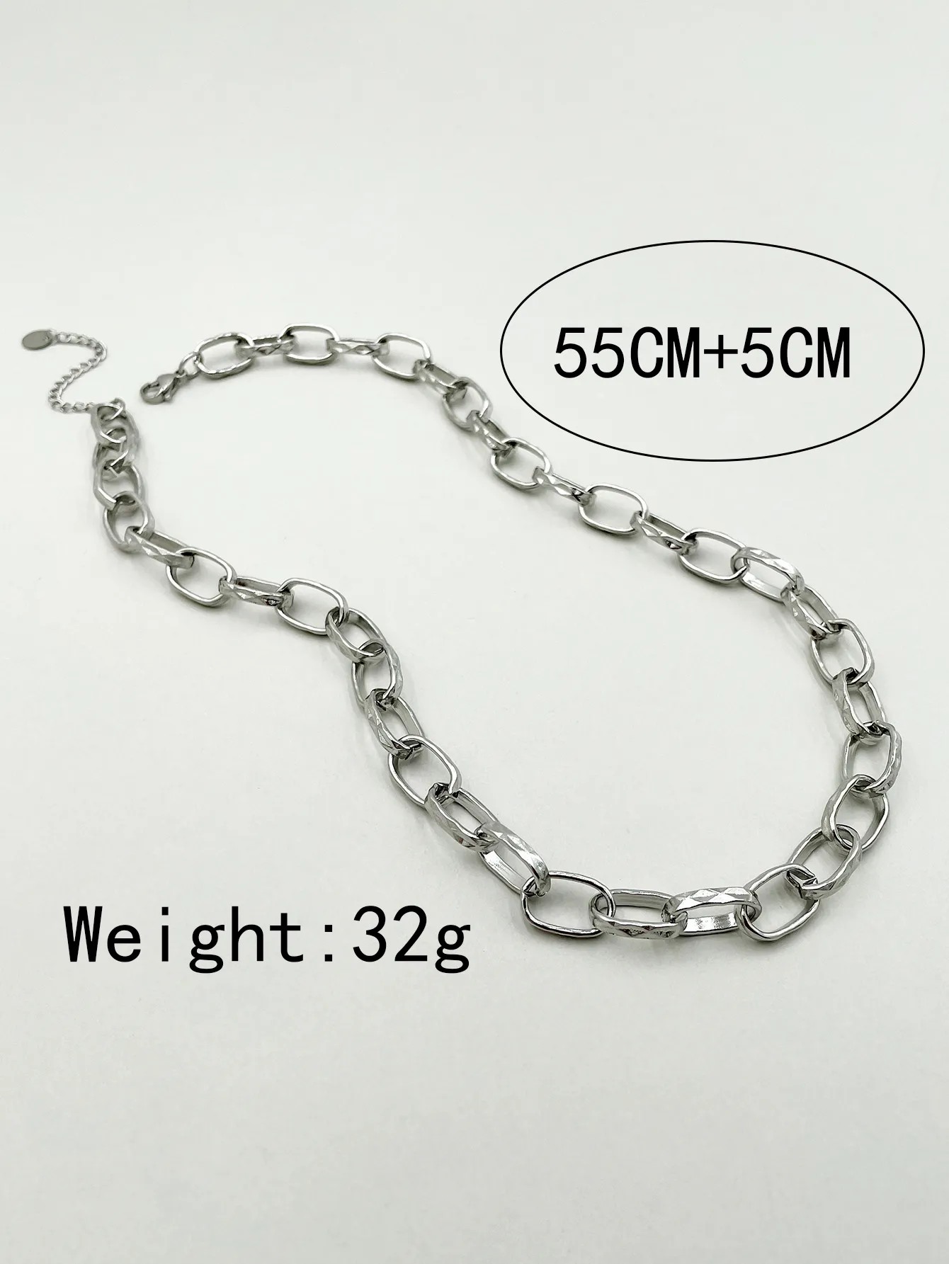 Hip-Hop Simple Style Oval Solid Color Stainless Steel Polishing Necklace_colorza_3