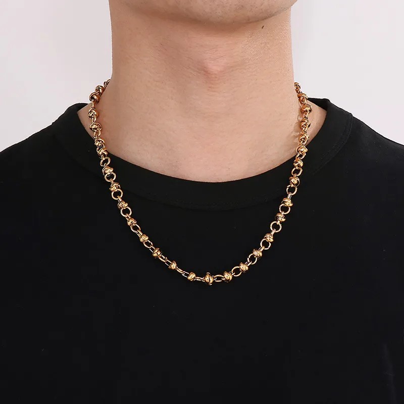 Hip-Hop Rock Solid Color Stainless Steel Necklace_colorza_1