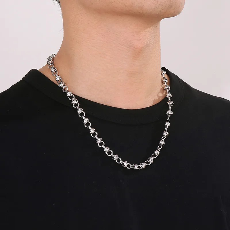 Hip-Hop Rock Solid Color Stainless Steel Necklace_colorza_2