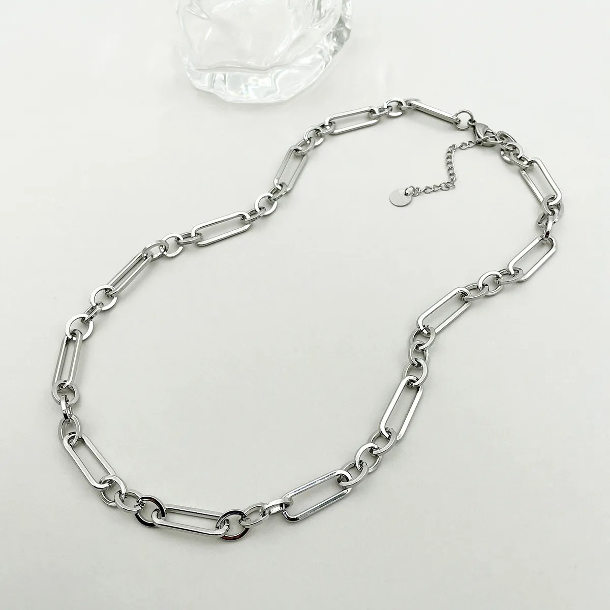 Casual Commute Round Oval Stainless Steel Polishing Necklace_colorza_1