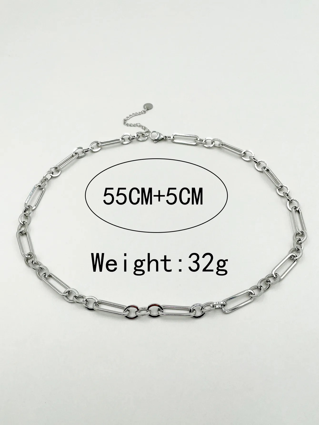 Casual Commute Round Oval Stainless Steel Polishing Necklace_colorza_3