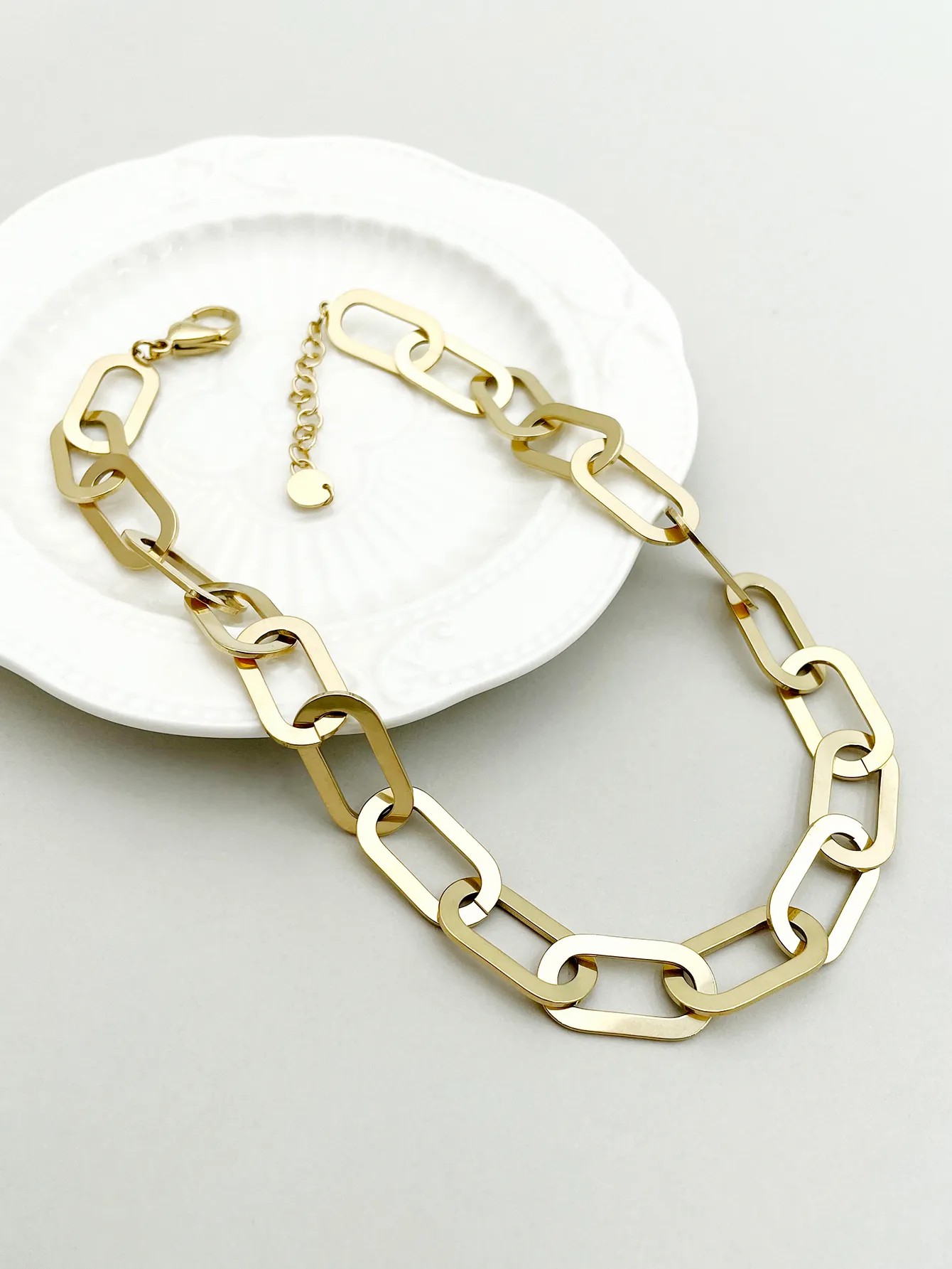 Hip-Hop Geometric Stainless Steel Polishing Plating Gold Plated Necklace_colorza_4