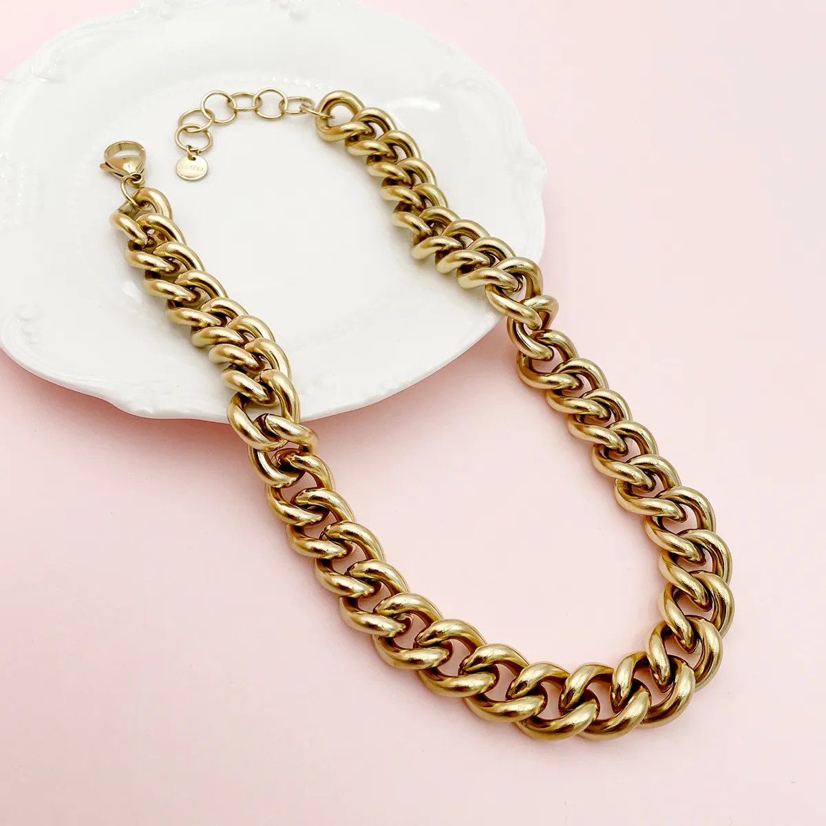 Hip-Hop Geometric Stainless Steel Polishing Plating Gold Plated Necklace_colorza_1