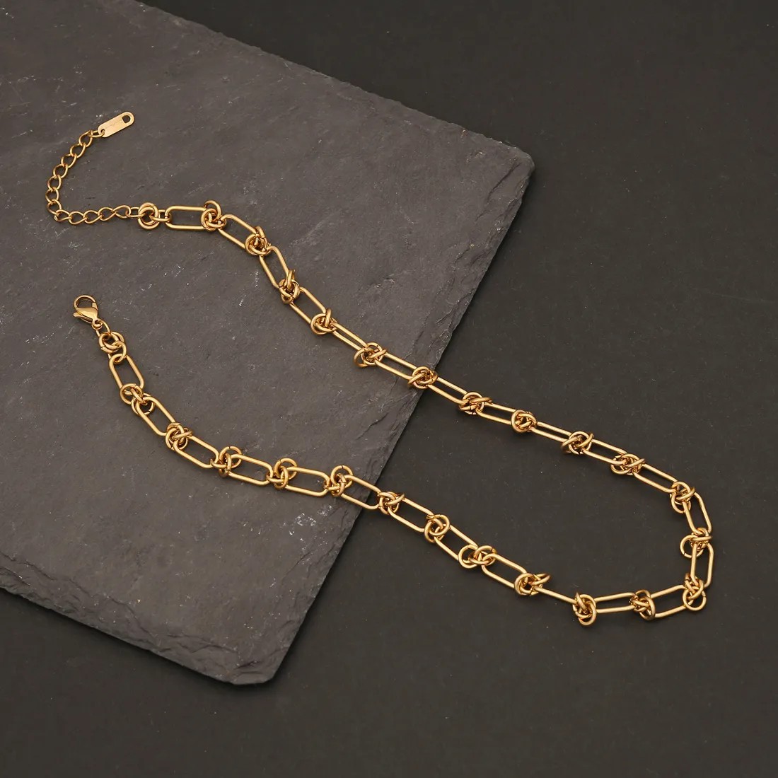 Hip-Hop Vintage Style Solid Color Stainless Steel Plating Gold Plated Necklace_colorza_2