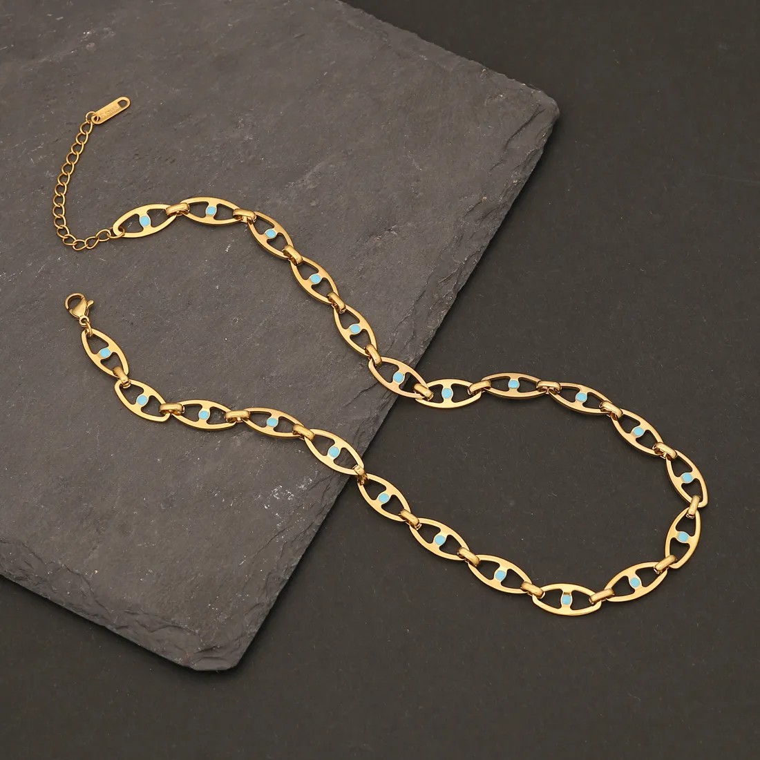 Hip-Hop Vintage Style Solid Color Stainless Steel Plating Gold Plated Necklace_colorza_3