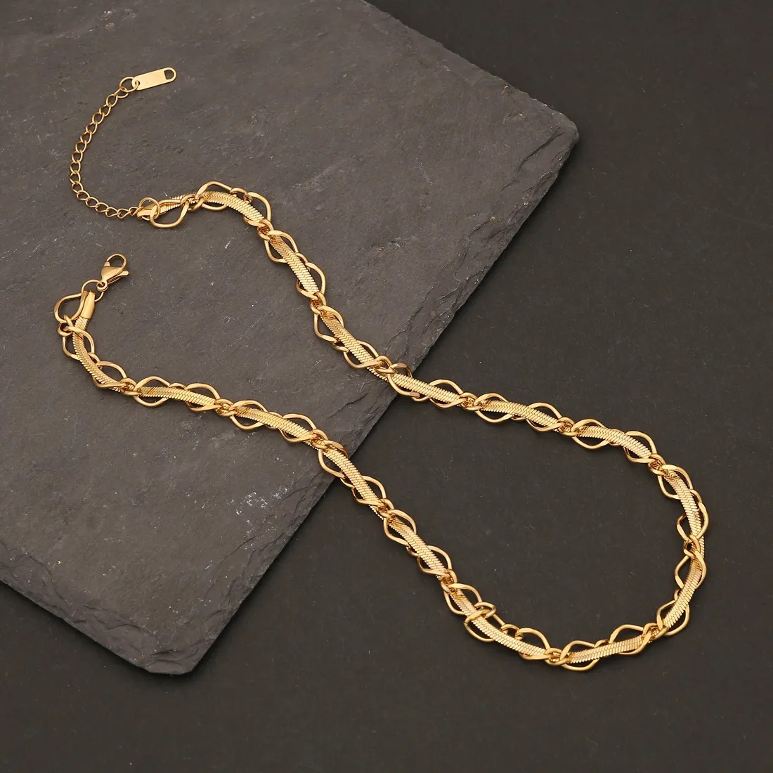 Hip-Hop Vintage Style Solid Color Stainless Steel Plating Gold Plated Necklace_colorza_4