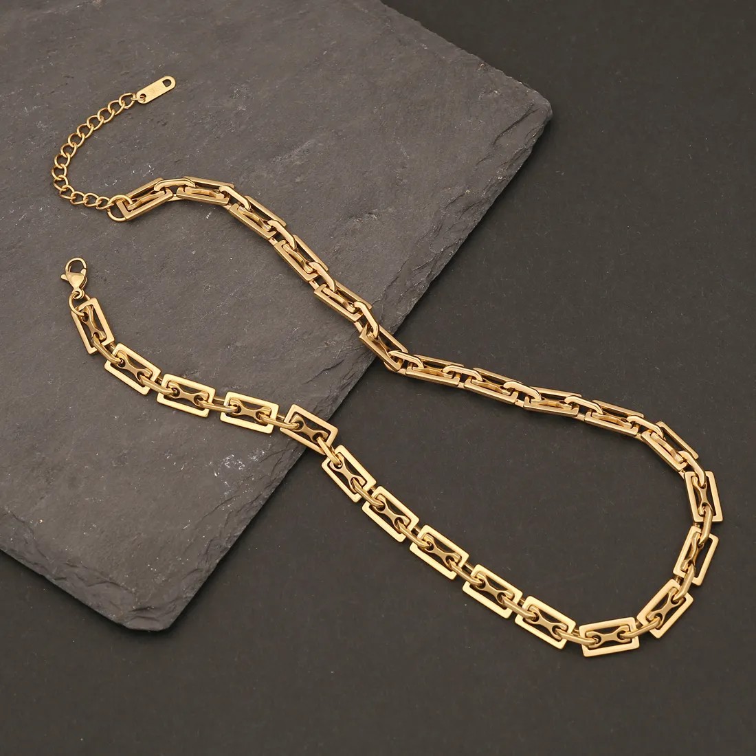 Hip-Hop Vintage Style Solid Color Stainless Steel Plating Gold Plated Necklace_colorza_5