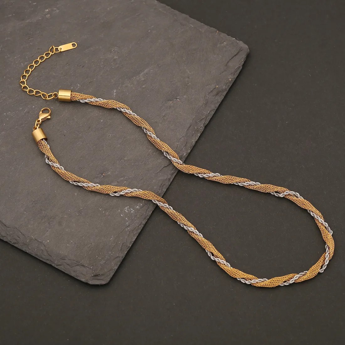 Hip-Hop Vintage Style Solid Color Stainless Steel Plating Gold Plated Necklace_colorza_7