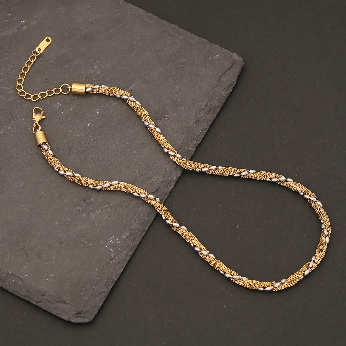Hip-Hop Vintage Style Solid Color Stainless Steel Plating Gold Plated Necklace_colorza_9