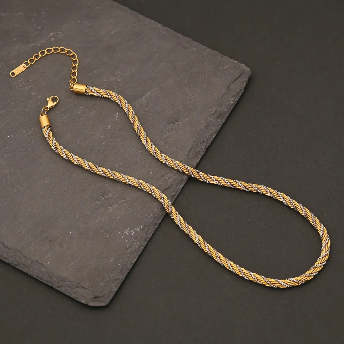 Hip-Hop Vintage Style Solid Color Stainless Steel Plating Gold Plated Necklace_colorza_10