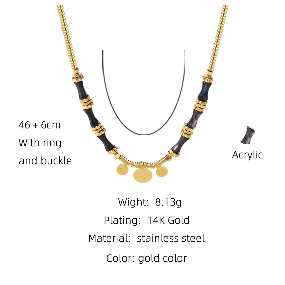Casual Simple Style Round Titanium Steel Plating 14K Gold Plated Necklace_colorza_1