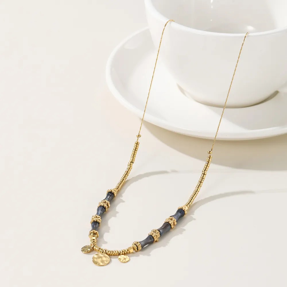 Casual Simple Style Round Titanium Steel Plating 14K Gold Plated Necklace_colorza_2