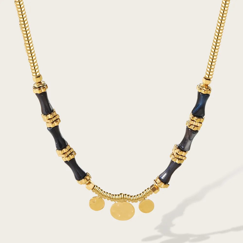 Casual Simple Style Round Titanium Steel Plating 14K Gold Plated Necklace_colorza_3