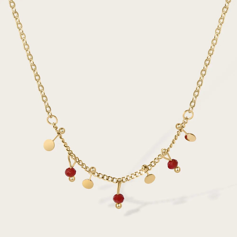 Casual Vintage Style Round Titanium Steel Plating 14K Gold Plated Pendant Necklace_colorza_2