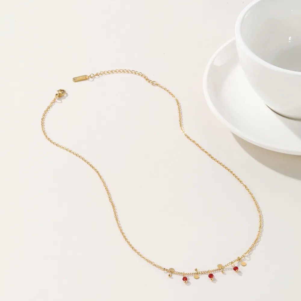 Casual Vintage Style Round Titanium Steel Plating 14K Gold Plated Pendant Necklace_colorza_3