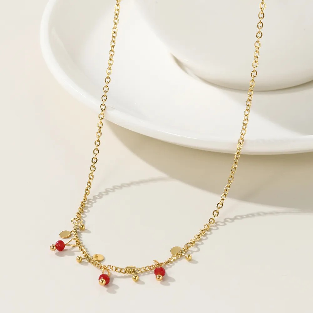 Casual Vintage Style Round Titanium Steel Plating 14K Gold Plated Pendant Necklace_colorza_4