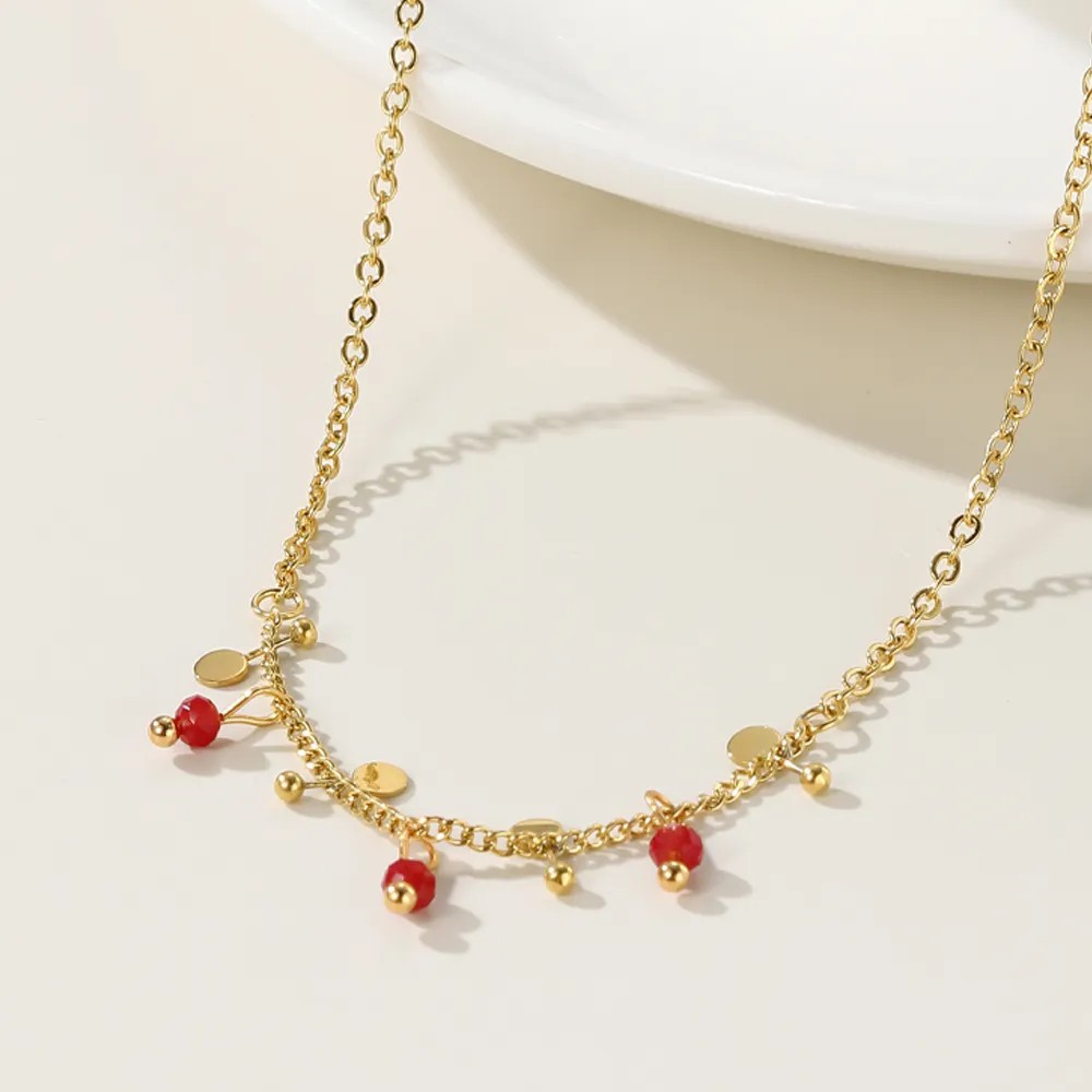 Casual Vintage Style Round Titanium Steel Plating 14K Gold Plated Pendant Necklace_colorza_5