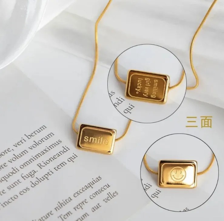 Simple Style Letter Square Titanium Steel Plating 18K Gold Plated Pendant Necklace_colorza_2
