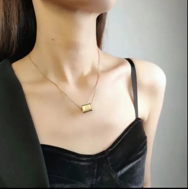 Simple Style Letter Square Titanium Steel Plating 18K Gold Plated Pendant Necklace_colorza_5