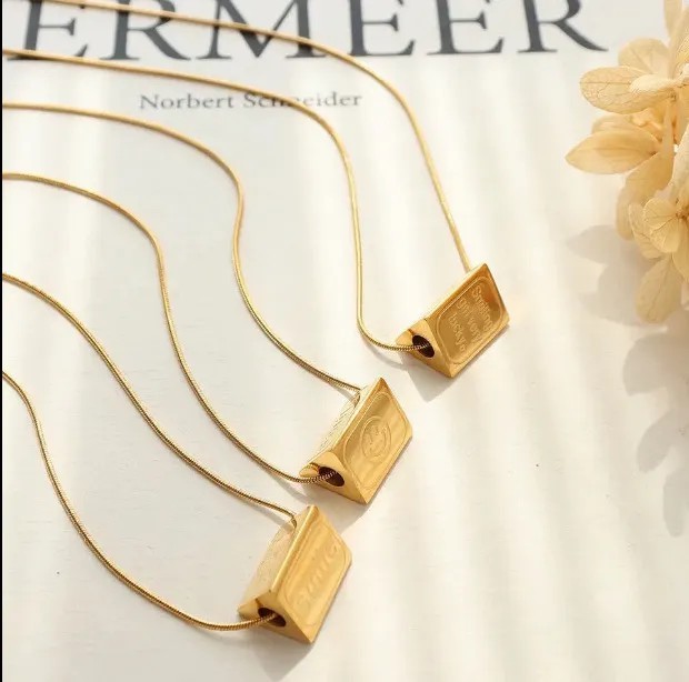 Simple Style Letter Square Titanium Steel Plating 18K Gold Plated Pendant Necklace_colorza_6